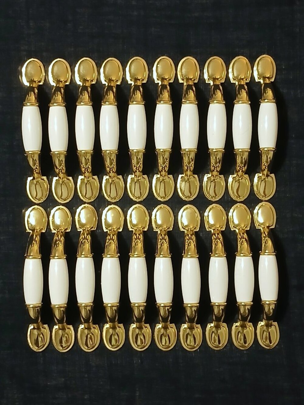 20 Liberty White Ceramic Gold Brass Cabinet Drawer Pulls 3" Centers Unused